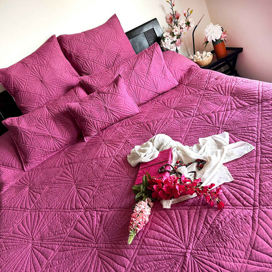 HARMONIE MEDITERRANEAN SERENITY VINTAGE WINE QUILTED 6 PIECE BEDCOVER SET