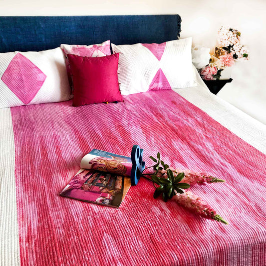 CATHERINE  COLOUR CASCADE SHIBORI SHABANG QUILTED 4 PIECE BEDCOVER SET