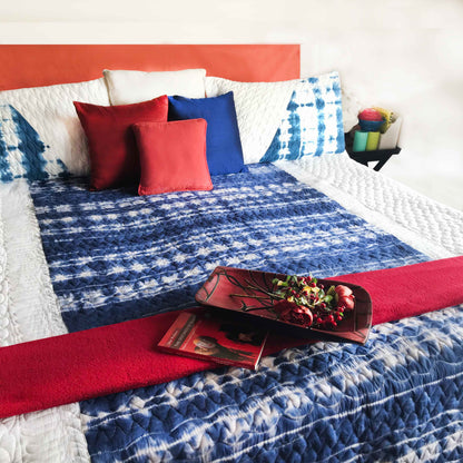 CLARA  COLOUR CASCADE SHIBORI SHABANG QUILTED BEDCOVER SET