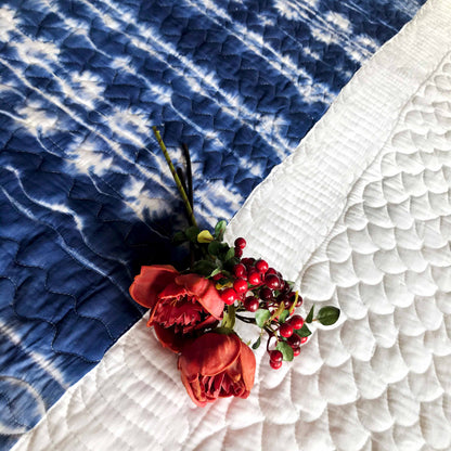 CLARA  COLOUR CASCADE SHIBORI SHABANG QUILTED BEDCOVER SET
