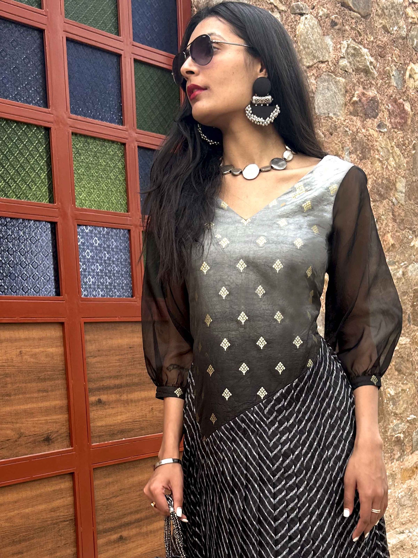 COLETTE ANSEL ADAMS INSPIRED BROCADE DRESS