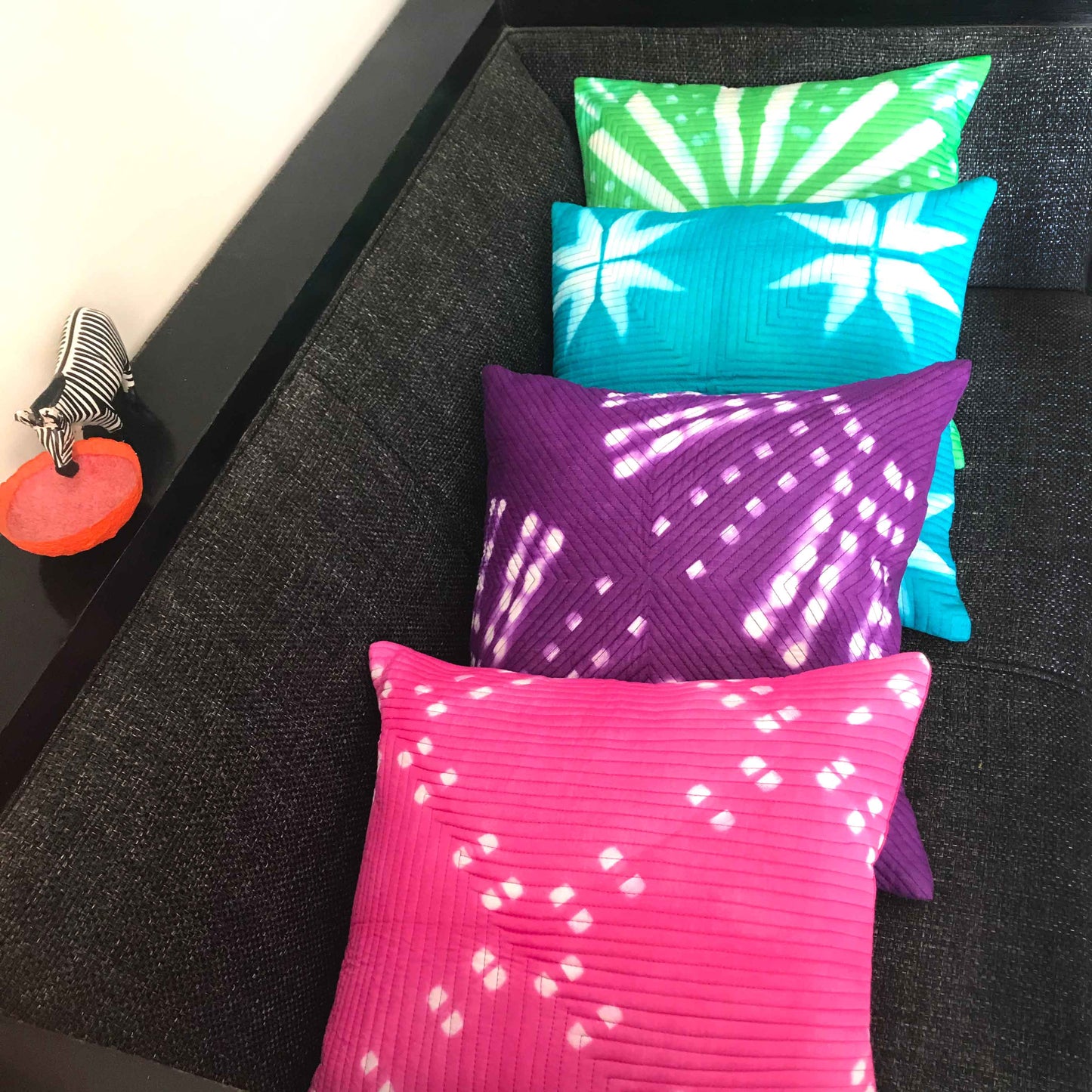 CREDIVIA COLOUR CASCADE SHIBORI QUILTED CUSHION COVER SET