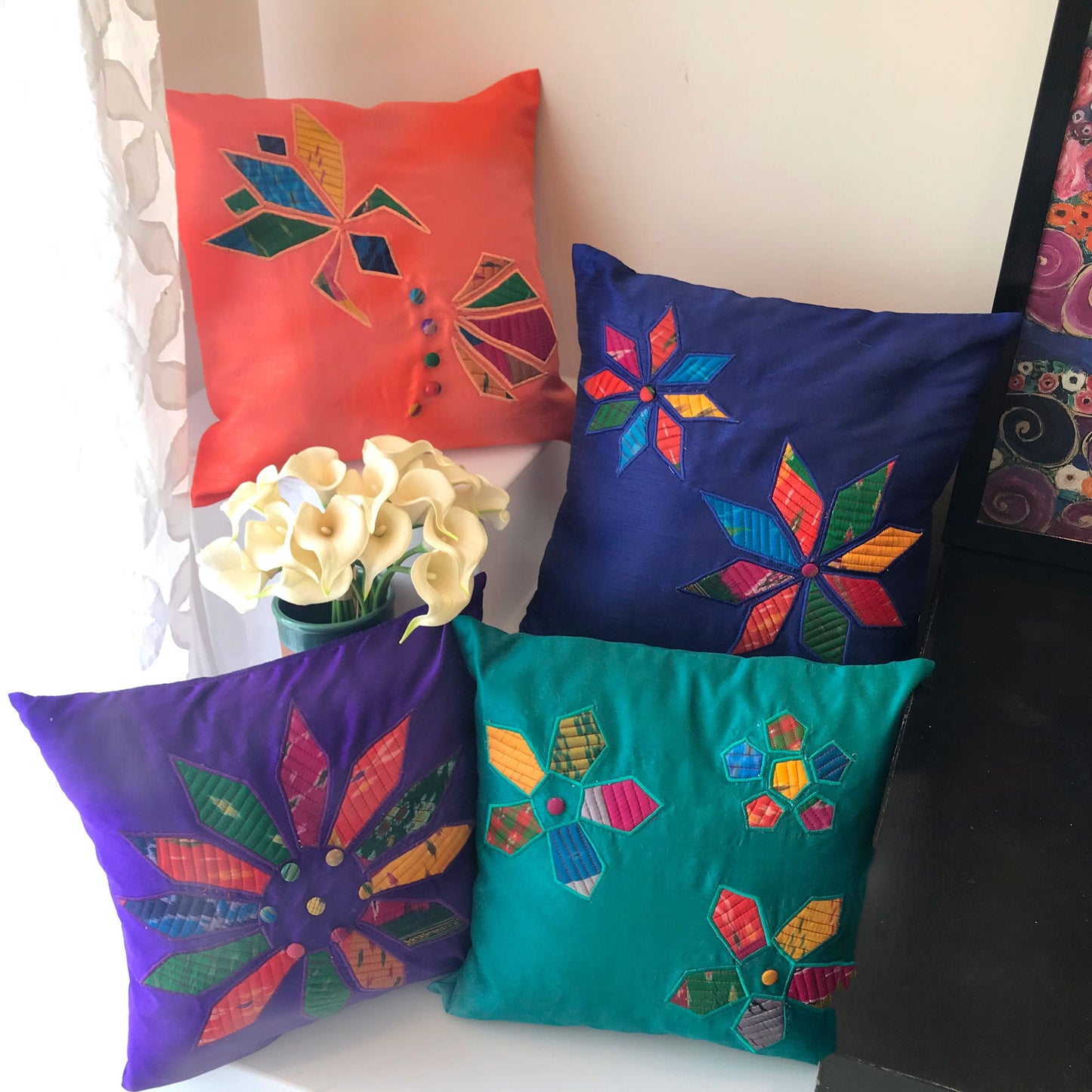 EVELYNN SALZBURG SPRING APPLIQUE CUSHION COVER SET