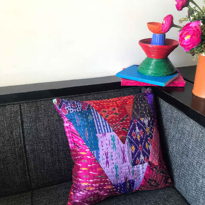 MYAH MURANO INSPIRED PATOLA SILK PATCHWORK  CUSHION COVER SET