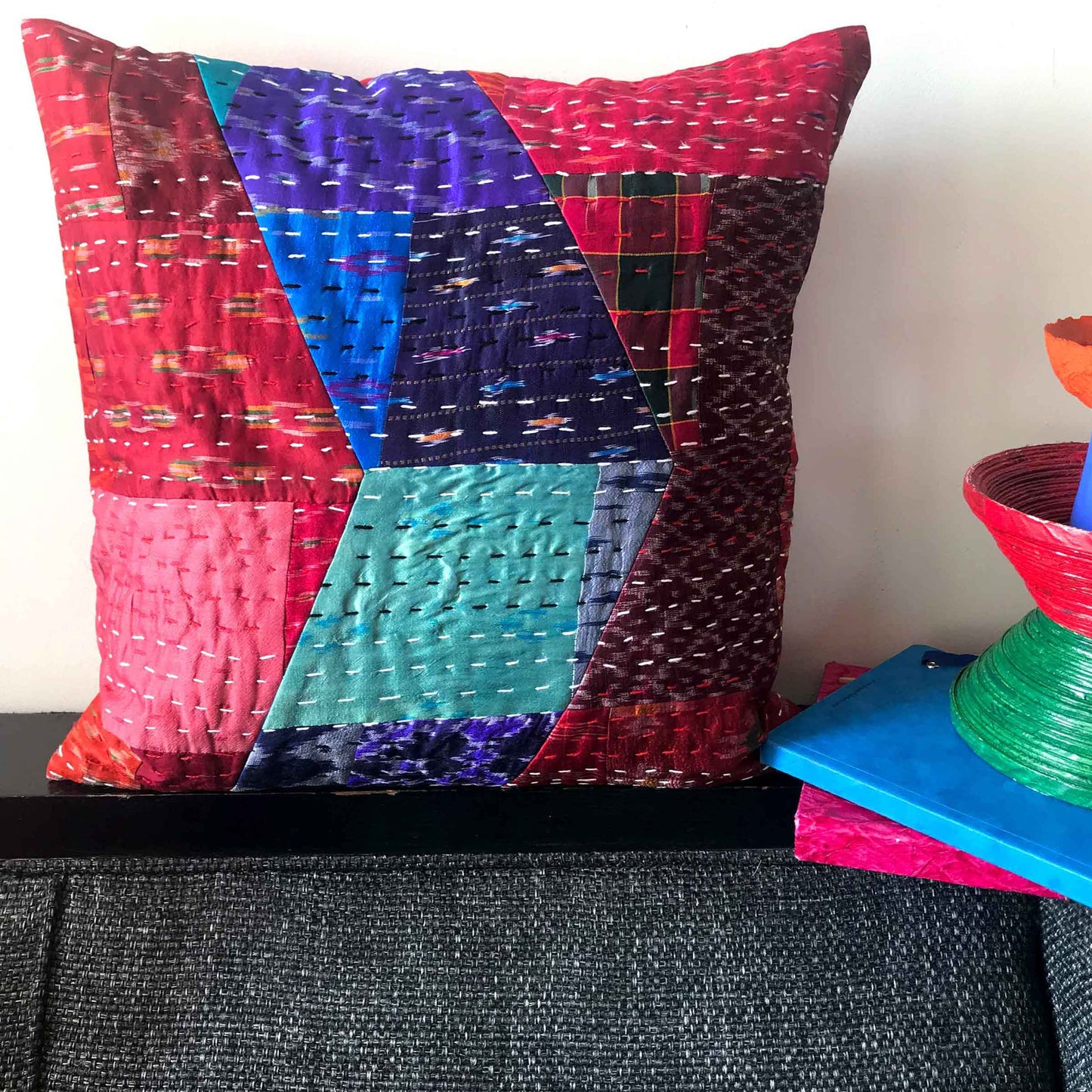 MYAH MURANO INSPIRED PATOLA SILK PATCHWORK  CUSHION COVER SET