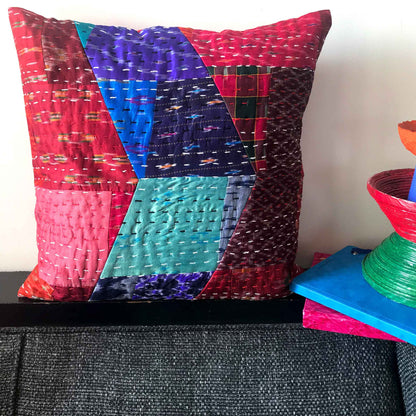 MYAH MURANO INSPIRED PATOLA SILK PATCHWORK  CUSHION COVER SET