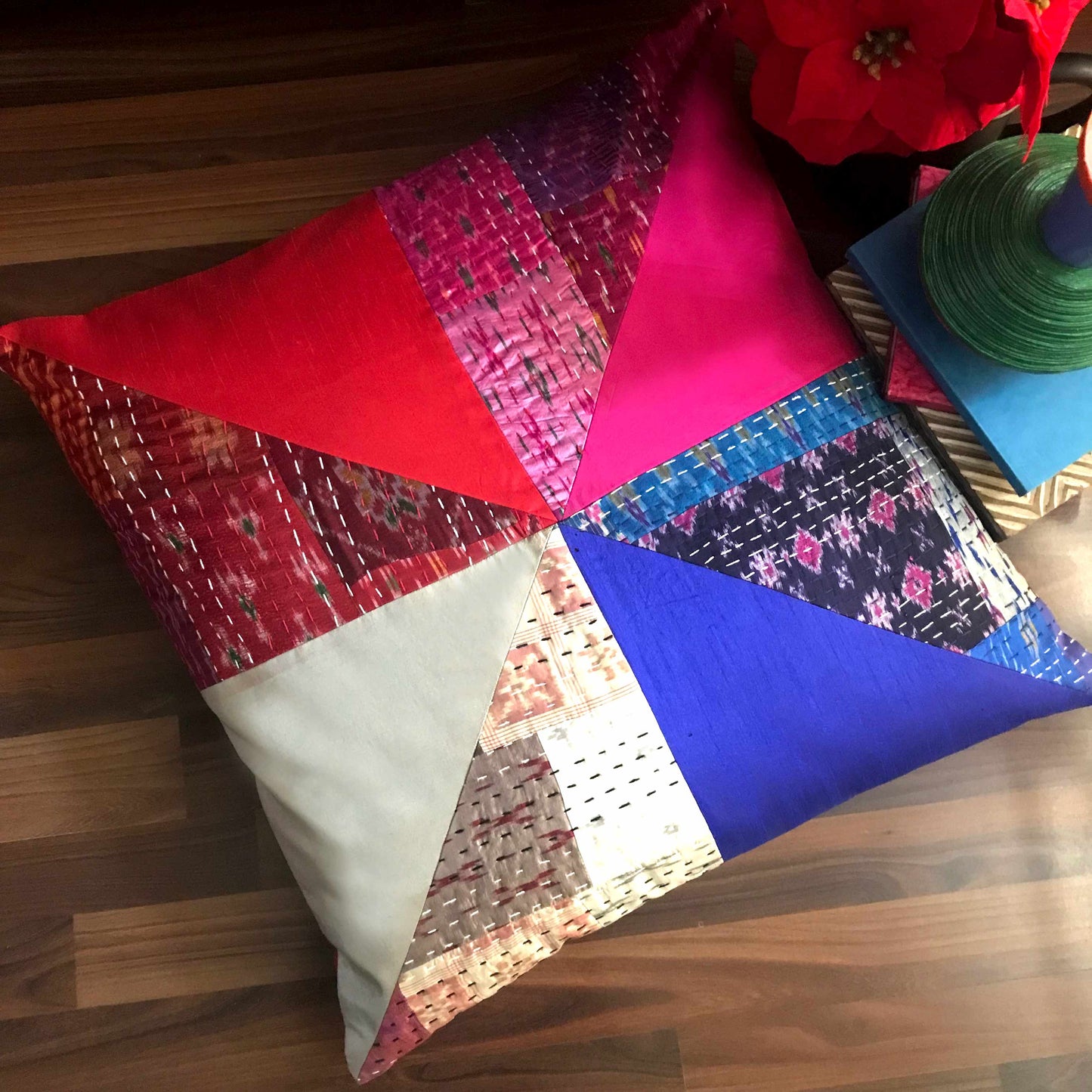 MAXINE MURANO INSPIRED PATOLA SILK PATCHWORK  CUSHION COVER SET