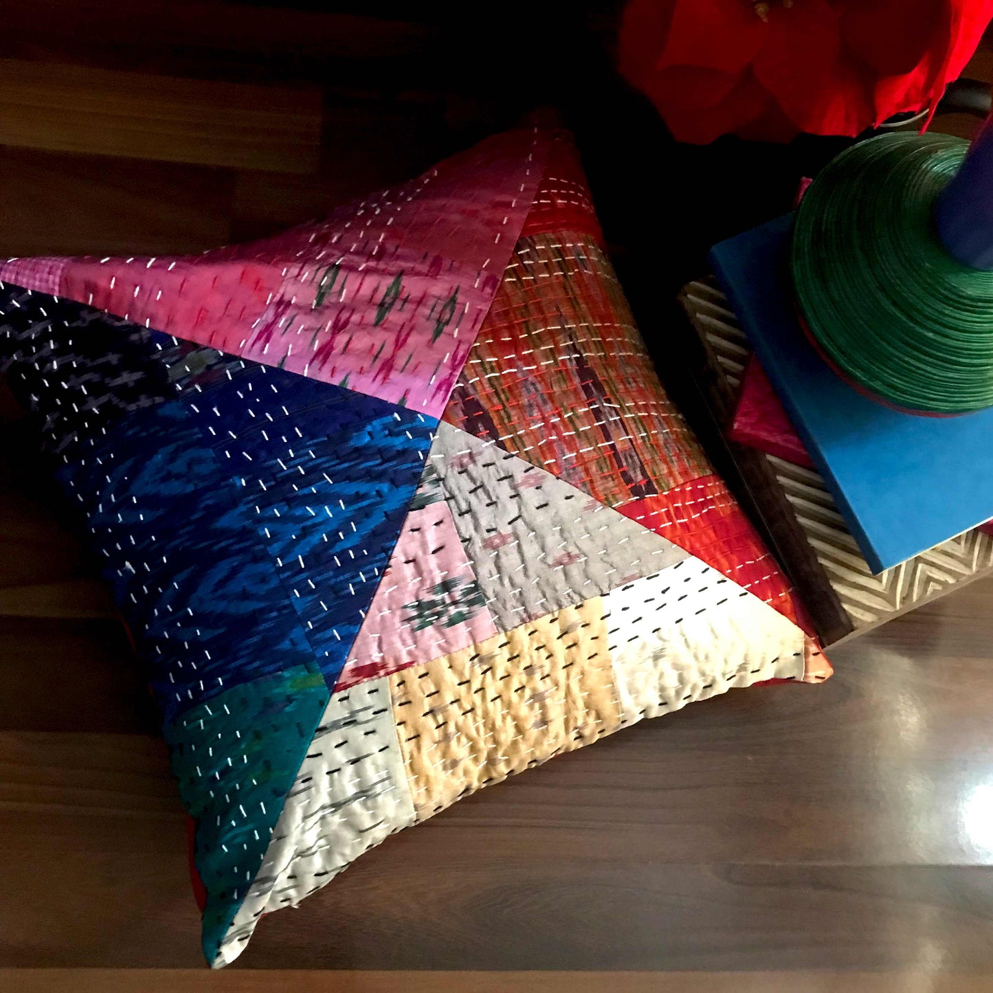 MAXINE MURANO INSPIRED PATOLA SILK PATCHWORK  CUSHION COVER SET