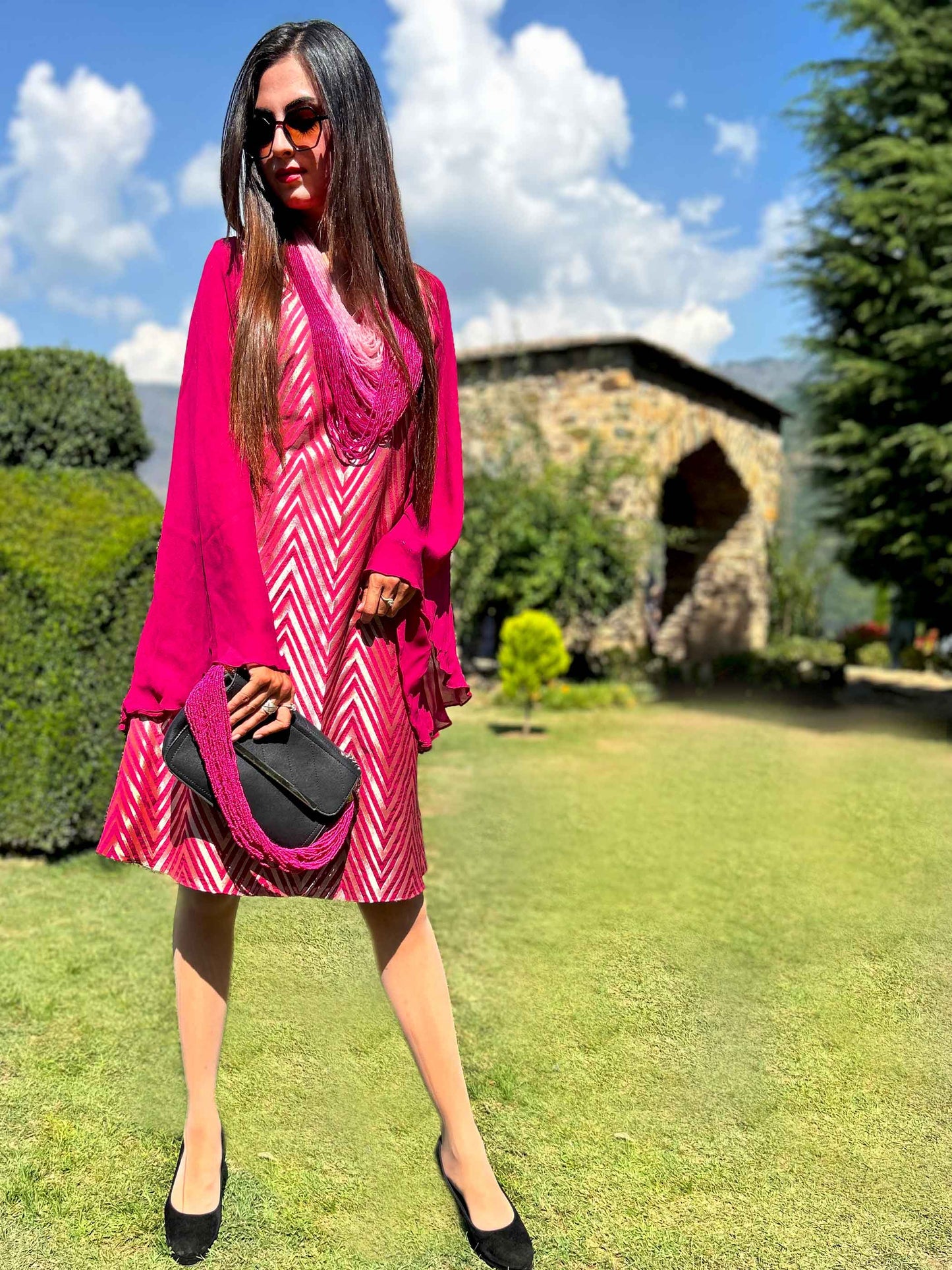 DIONNE FESTIVE FLAMBOYANCE BROCADE DRESS