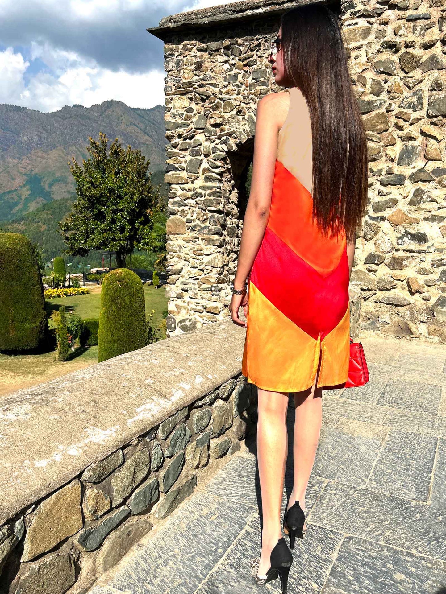 DEANNA FESTIVE FLAMBOYANCE BROCADE DRESS