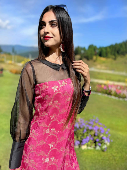 DOROTHY FESTIVE FLAMBOYANCE SILK BROCADE  DRESS