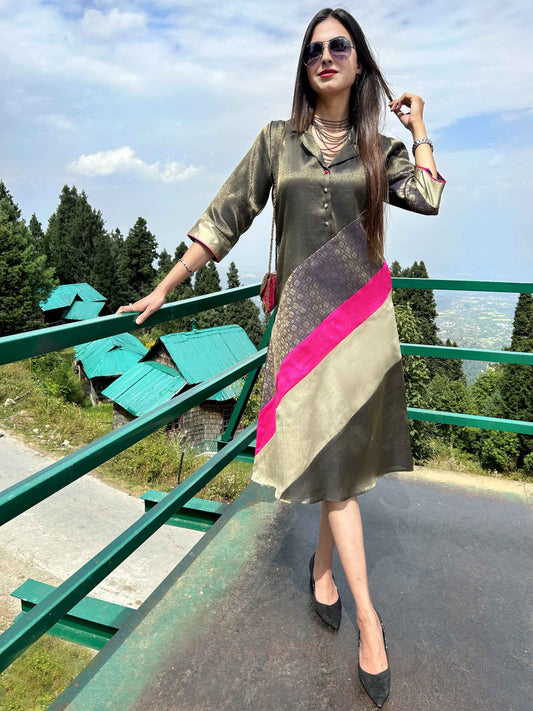 DANIELA FESTIVE FLAMBOYANCE BROCADE PATCHWORK DRESS