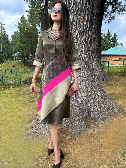 DANIELA FESTIVE FLAMBOYANCE BROCADE PATCHWORK DRESS