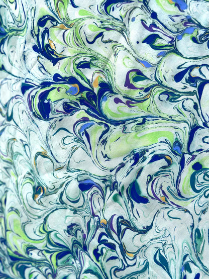 LOUISE GORGEOUS KASHMIR WATER MARBLED PURE SILK DRESS