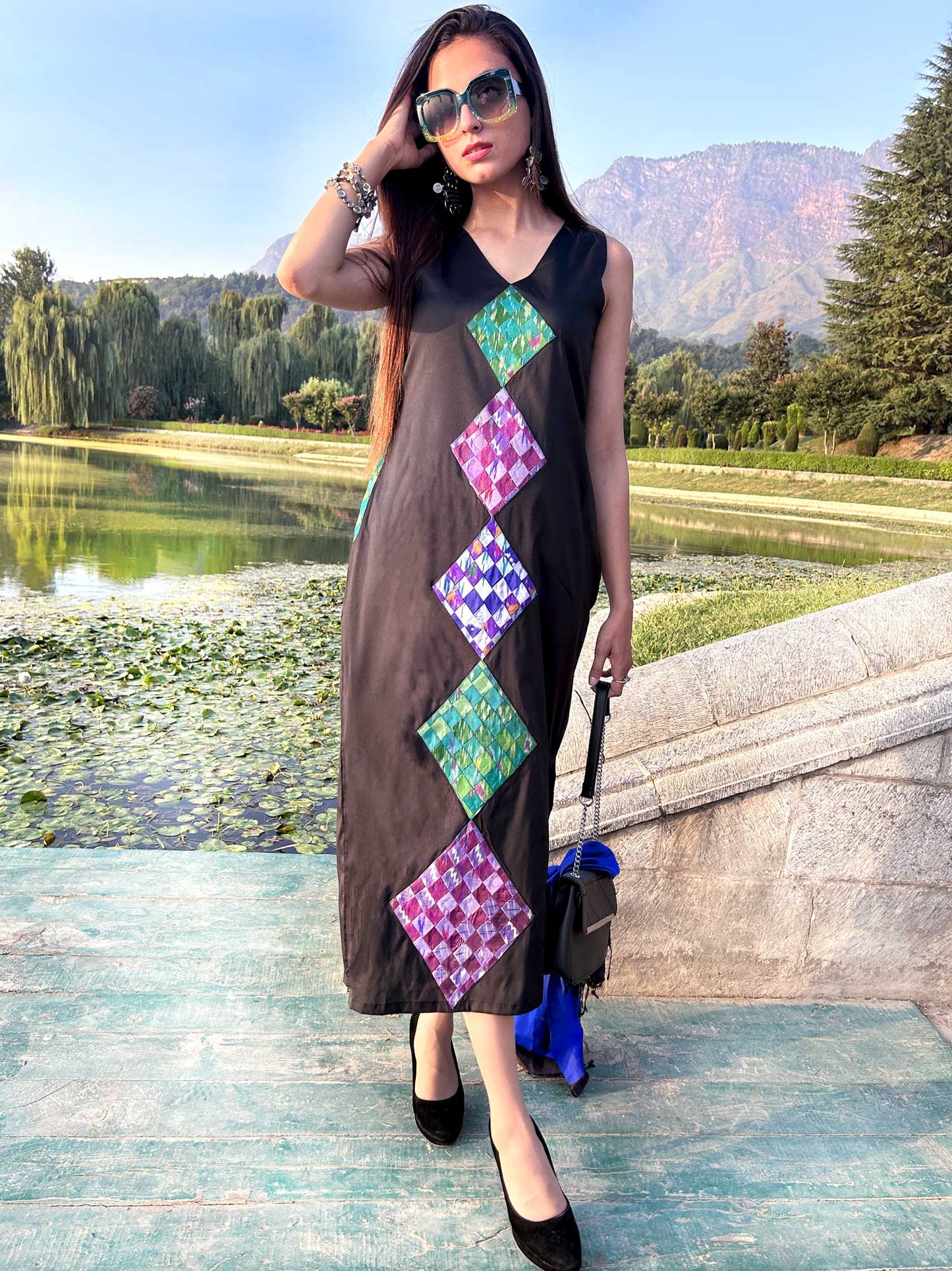 KELLY GORGEOUS KASHMIR PATOLA SILK PATCHWORK DRESS