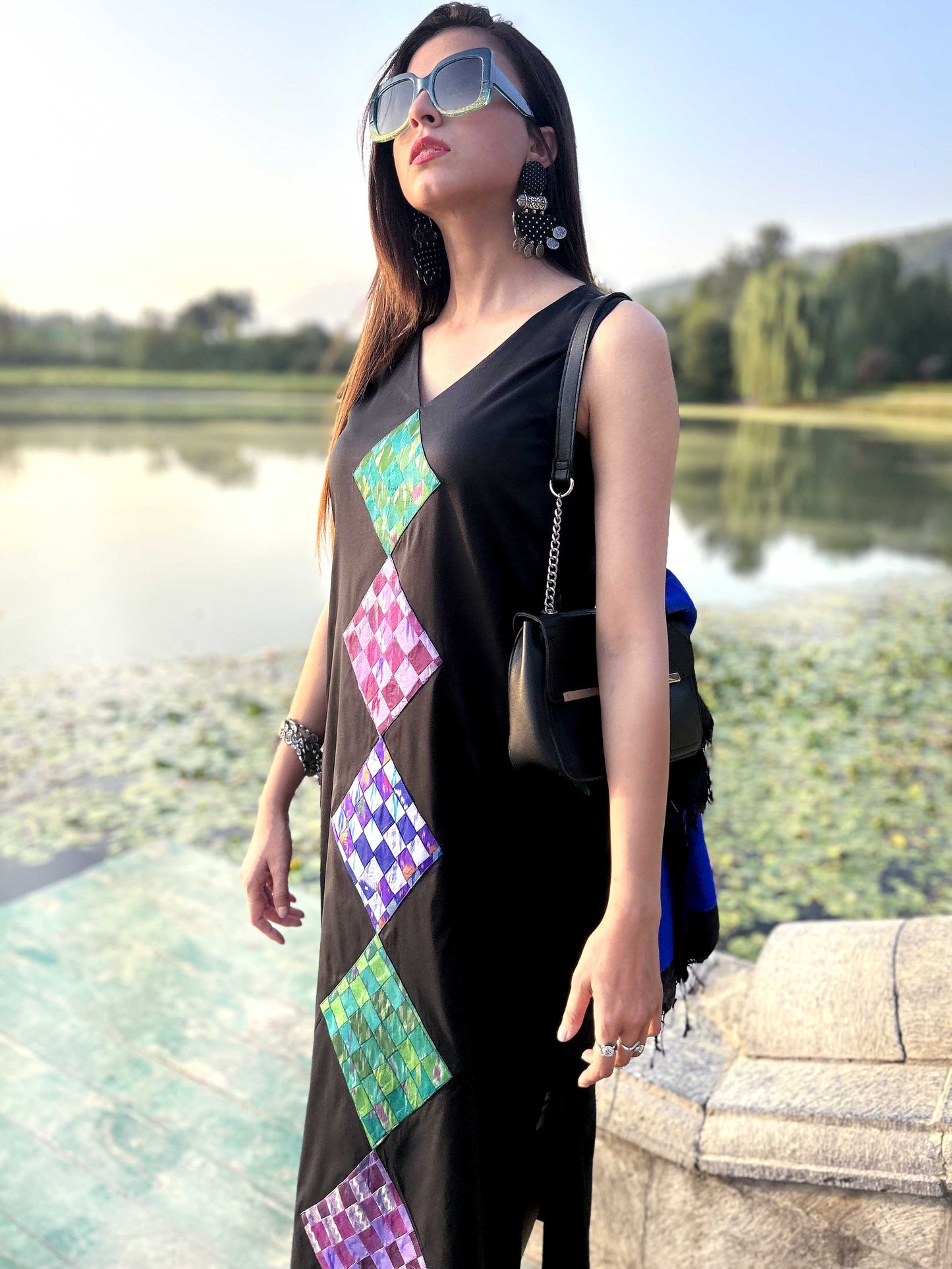 KELLY GORGEOUS KASHMIR PATOLA SILK PATCHWORK DRESS
