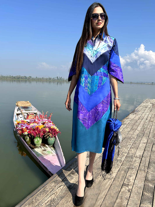 KENDRA GORGEOUS KASHMIR PATOLA SILK PATCHWORK DRESS