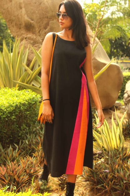 MIRANDA MONDRIAN HAND WOVEN COTTON DERBY DRESS