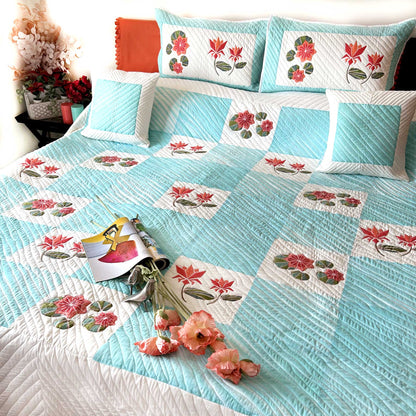 NOELLE HELLO NEW YORK PATCHWORK QUILTED BEDCOVER SET