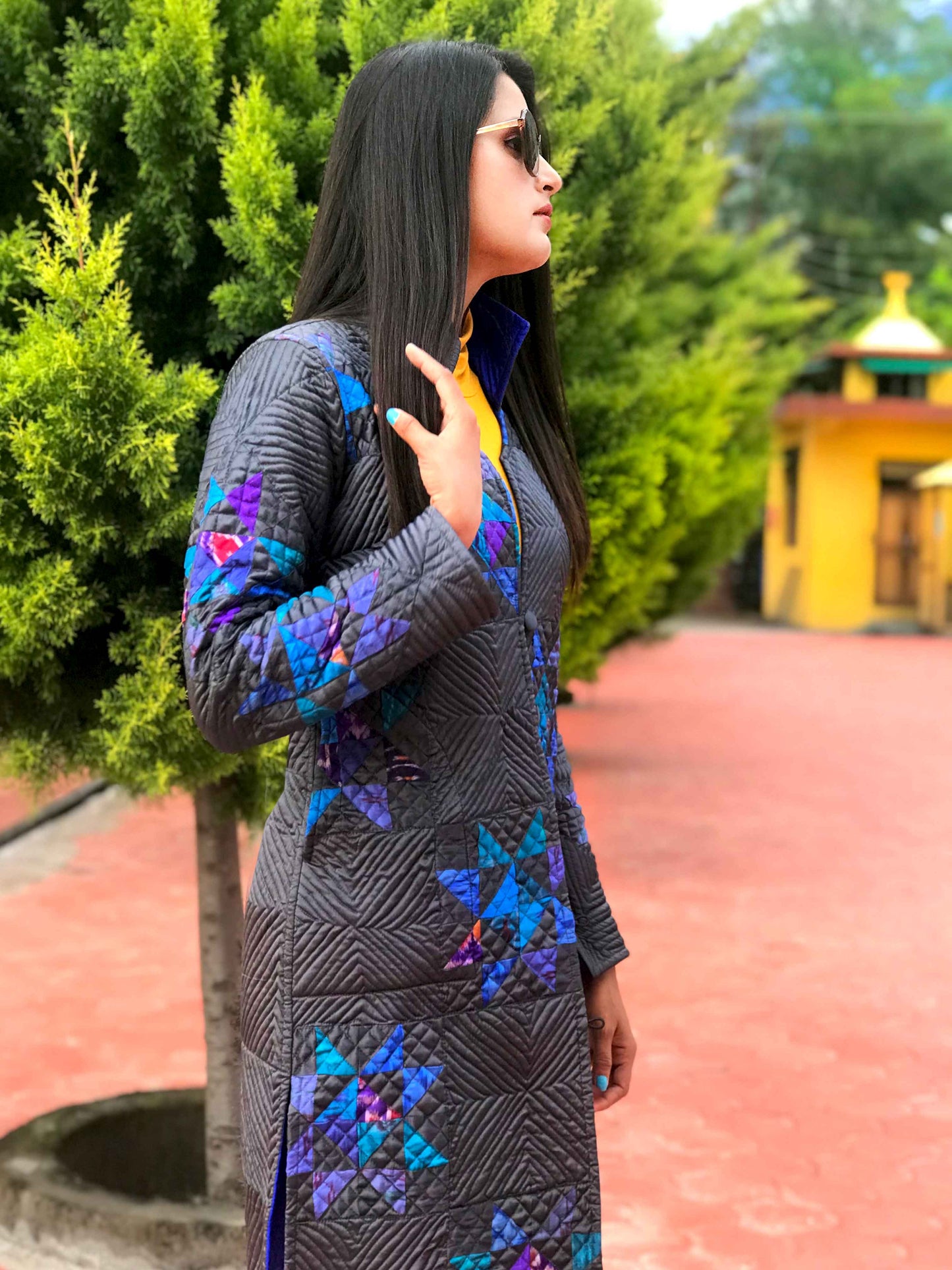 JENNY ROMANTIC RHAPSODY PATOLA SILK PATCHWORK  REVERSIBLE QUILTED JACKET