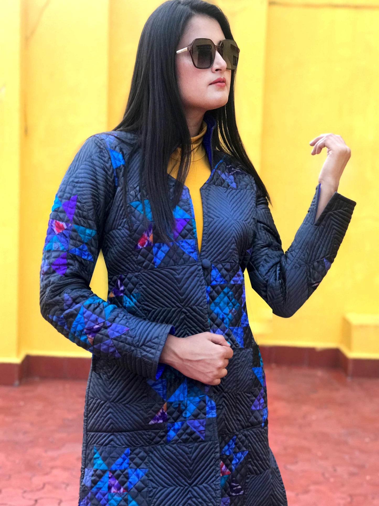 JENNY ROMANTIC RHAPSODY PATOLA SILK PATCHWORK  REVERSIBLE QUILTED JACKET