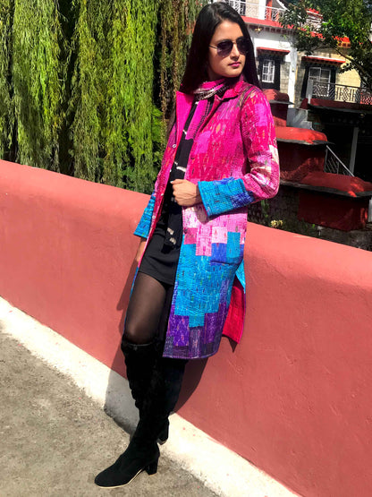 JAQUELINE ROMANTIC RHAPSODY PATOLA SILK PATCHWORK  REVERSIBLE QUILTED JACKET