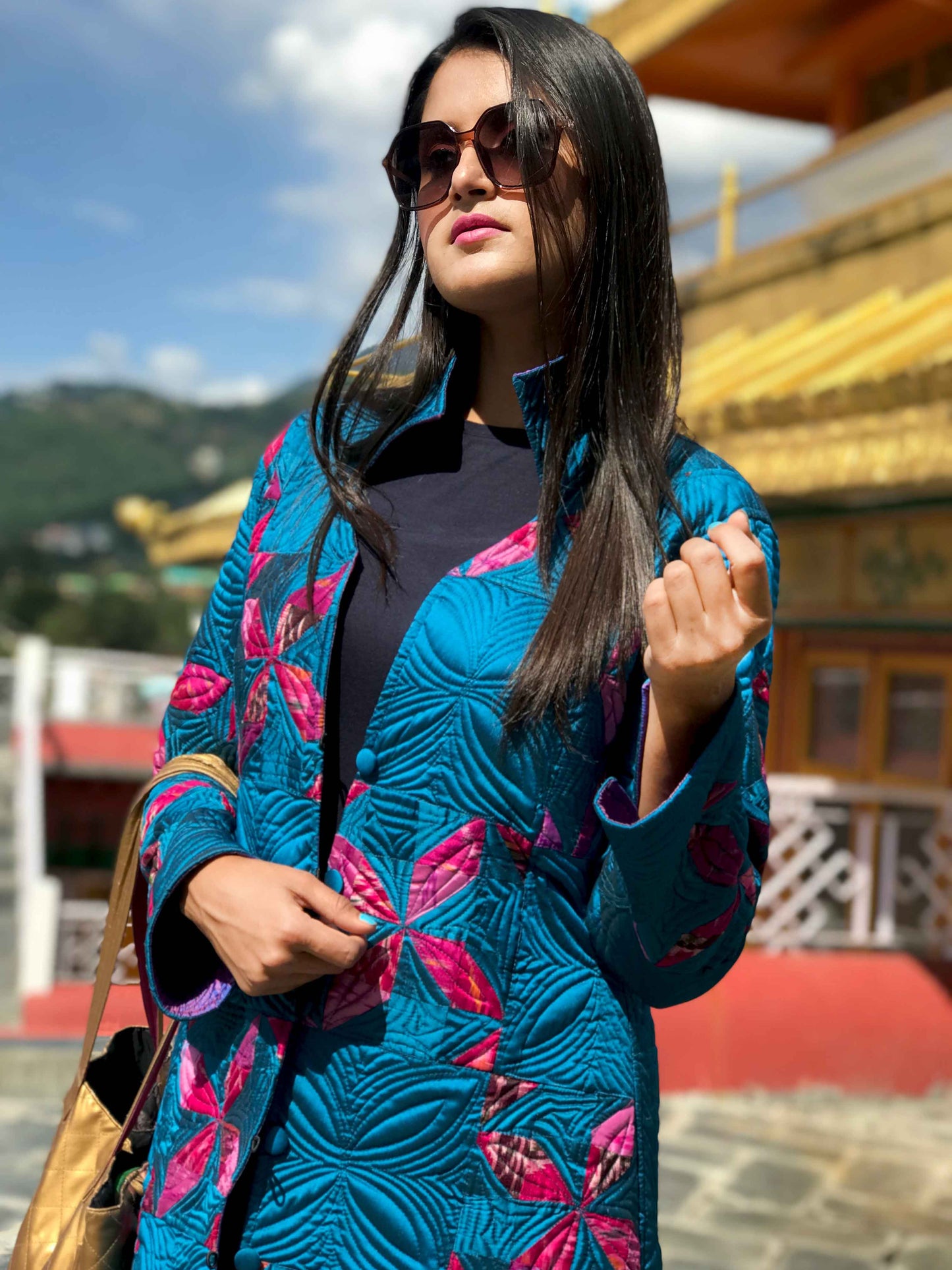 JORDAN ROMANTIC RHAPSODY PATOLA SILK PATCHWORK  REVERSIBLE QUILTED JACKET