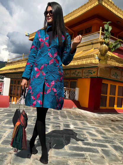 JORDAN ROMANTIC RHAPSODY PATOLA SILK PATCHWORK  REVERSIBLE QUILTED JACKET