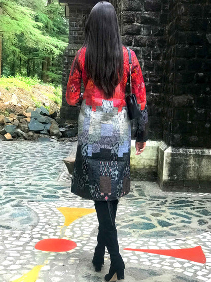 JUNIPER ROMANTIC RHAPSODY PATOLA SILK PATCHWORK  REVERSIBLE QUILTED JACKET