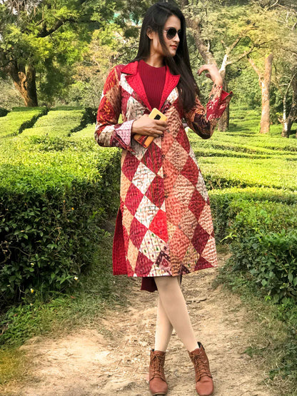 JOYCE ROMANTIC RHAPSODY PATOLA SILK PATCHWORK  REVERSIBLE KANTHA JACKET