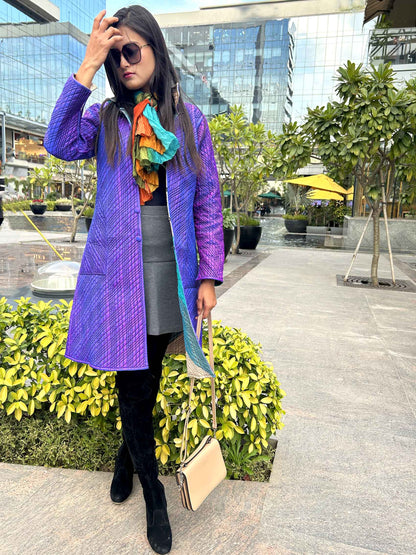 LEONIE ROMANTIC RHAPSODY PAPER SILK PATCHWORK QUILTED REVERSIBLE JACKET