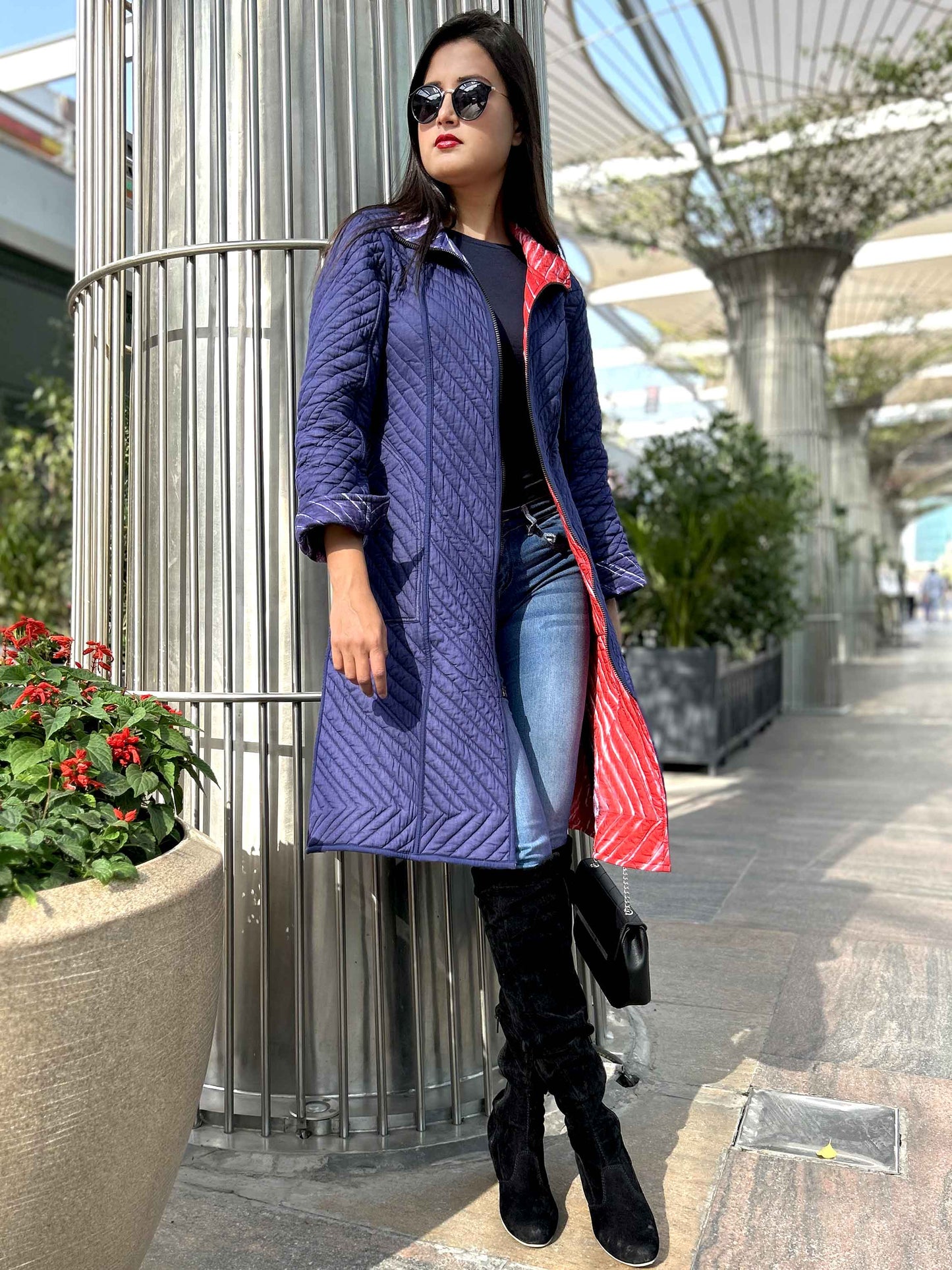 LINDA ROMANTIC RHAPSODY SHIBORI QUILTED REVERSIBLE JACKET