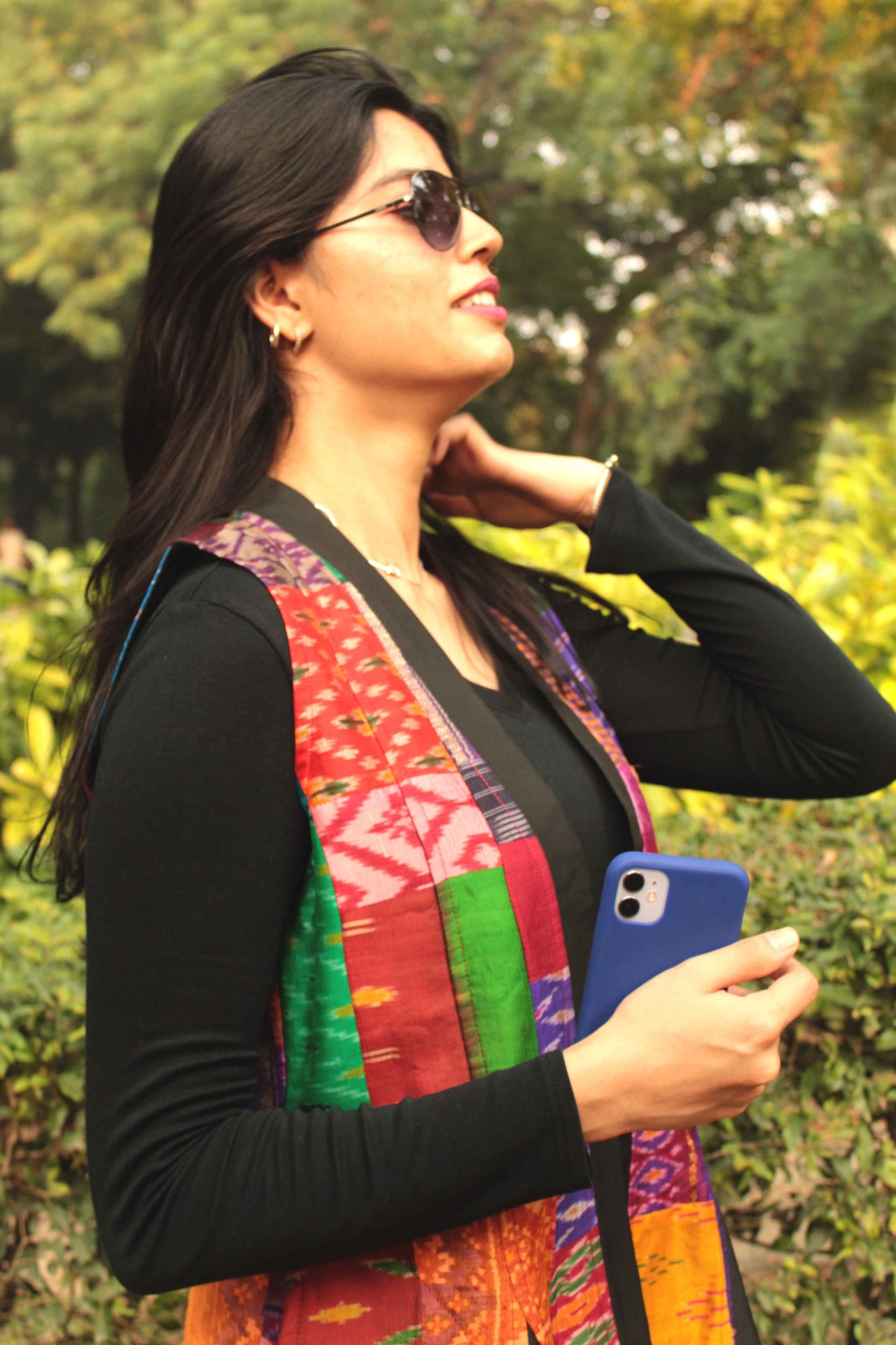 HASIANA PATOLA SILK PATCHWORK LONG REVERSIBLE OVERLAY