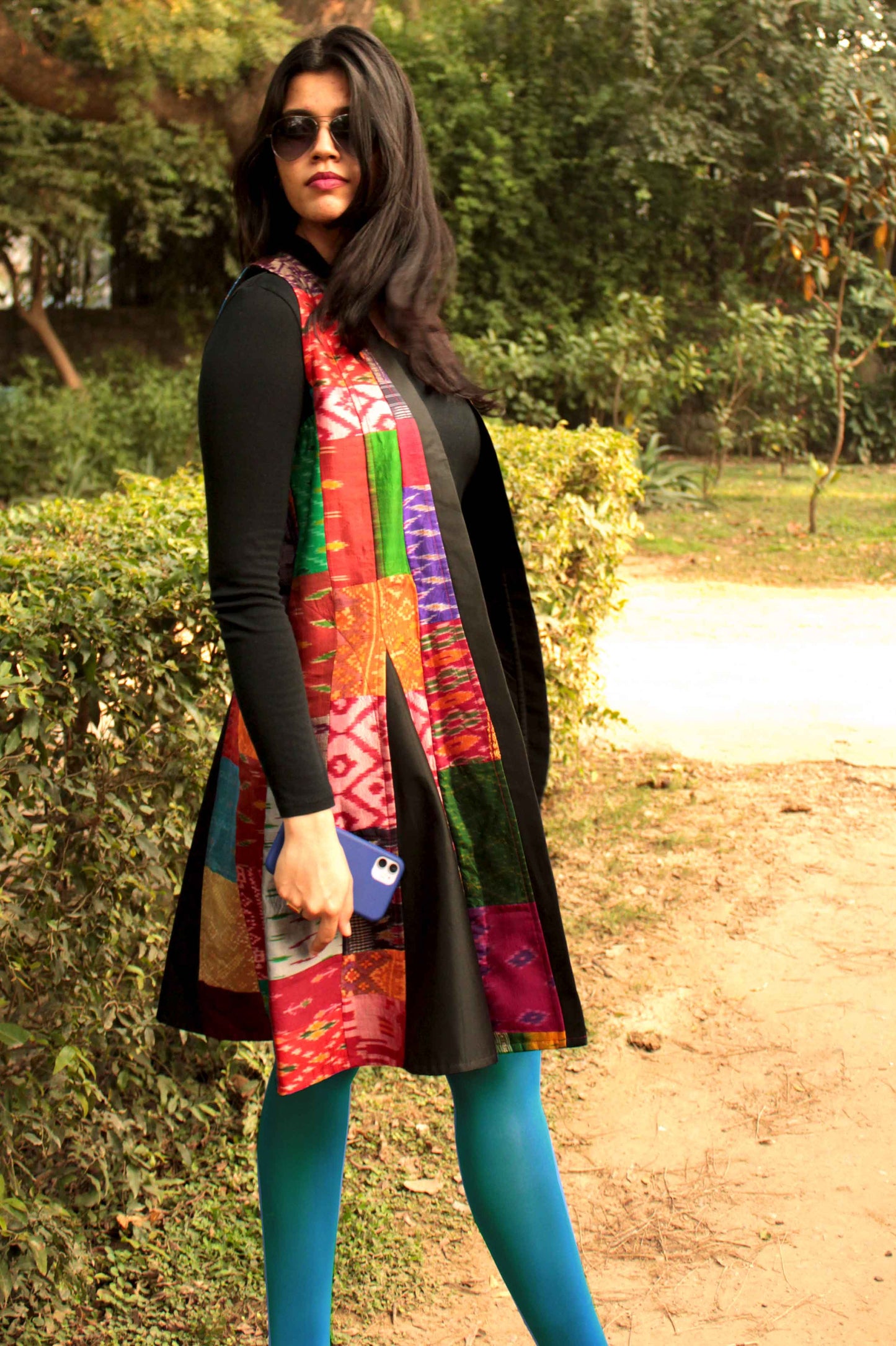 HASIANA PATOLA SILK PATCHWORK LONG REVERSIBLE OVERLAY