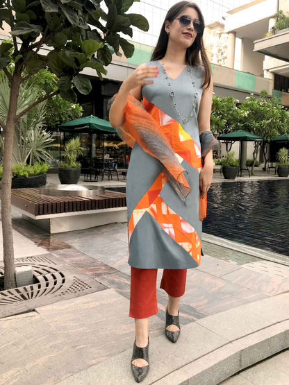 RIVERLYN MANHATTAN WALK HANDWOVEN COTTON PATCHWORK KURTI