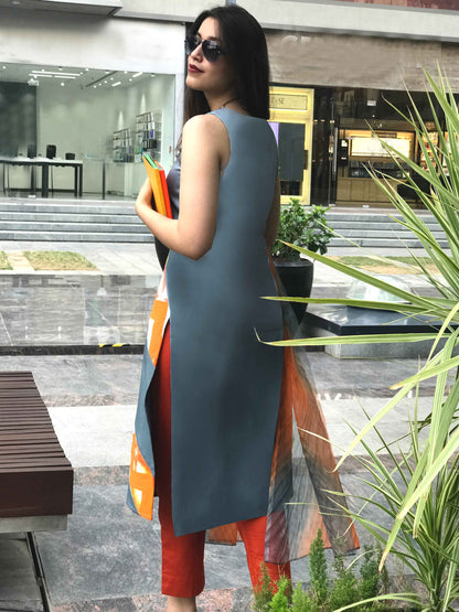 RIVERLYN MANHATTAN WALK HANDWOVEN COTTON PATCHWORK KURTI