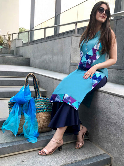 RYLEE MANHATTAN WALK HANDWOVEN COTTON PATCHWORK KURTI
