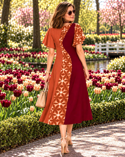 KARLIN COLORS OF CELEBRATION HAND WOVEN COTTON PATCHWORK DRESS