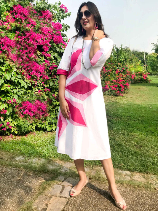 FREIDA FESTIVE FLAMBOYANCE HAND WOVEN COTTON DRESS
