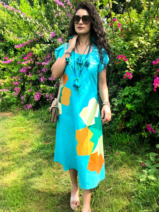 FRANCESCA FESTIVE FLAMBOYANCE HAND WOVEN COTTON DRESS