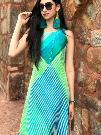 STELLA SANTORINI STRIPES SILK KOTA DORIA DRESS