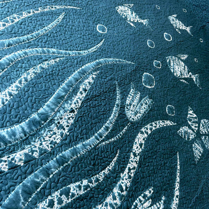 LOGAN POETRY IN NATURE NUI SHIBORI OMBRE QUILTED BEDCOVER SET