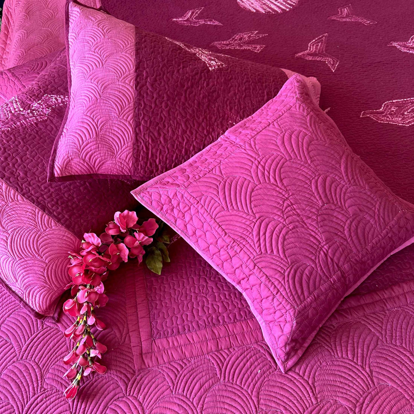 LAWRENCE POETRY IN NATURE NUI SHIBORI OMBRE QUILTED BEDCOVER SET