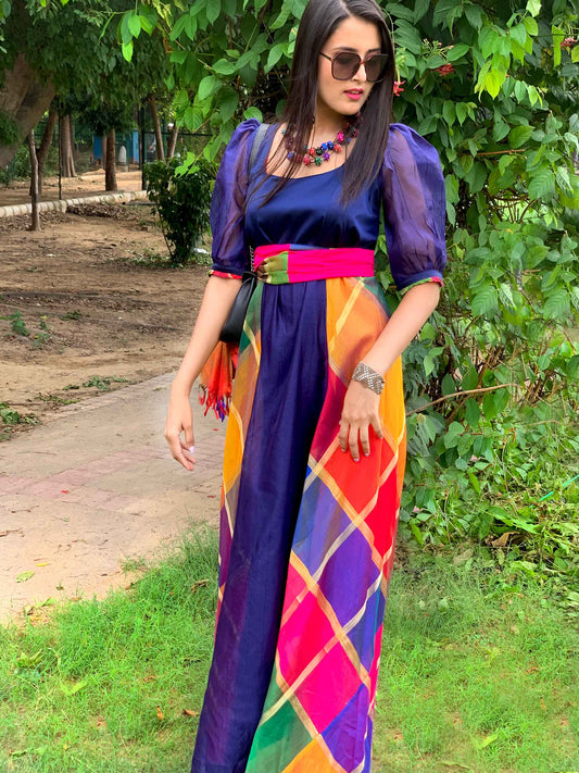 FAUNA FESTIVE FLAMBOYANCE SILK KOTA DORIA DRESS