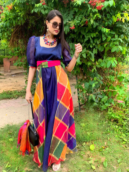 FAUNA FESTIVE FLAMBOYANCE SILK KOTA DORIA DRESS