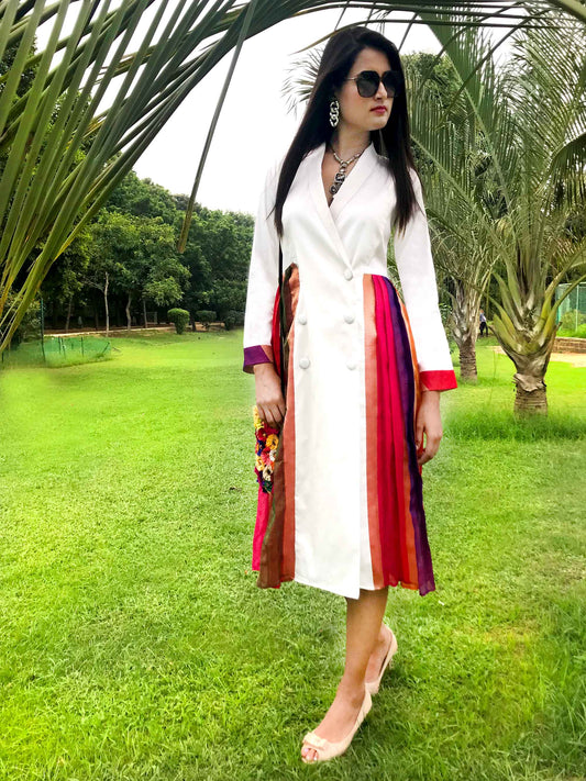 FIONA FESTIVE FLAMBOYANCE SILK KOTA DORIA DRESS