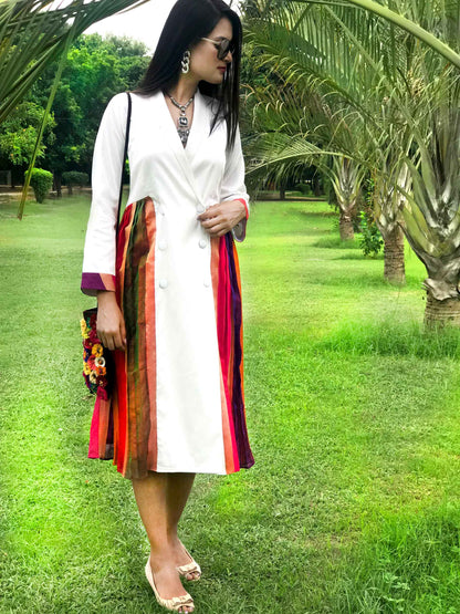 FIONA FESTIVE FLAMBOYANCE SILK KOTA DORIA DRESS