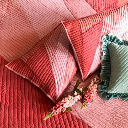 KATIE COPENHAGEN MELANGE PATCHWORK QUILTED BEDCOVER SET
