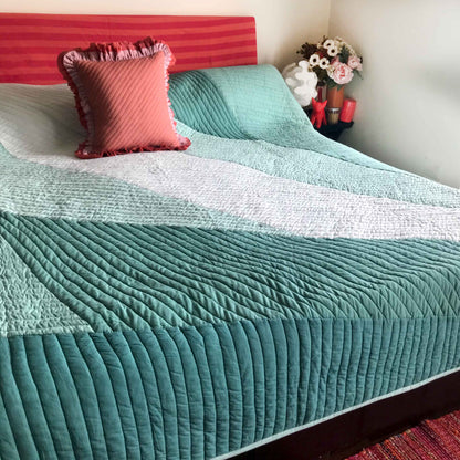 KATHERINE COPENHAGEN MELANGE PATCHWORK QUILTED BEDCOVER SET