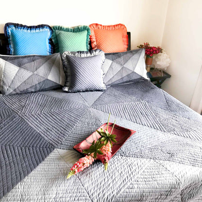 KAREN COPENHAGEN MELANGE PATCHWORK QUILTED BEDCOVER SET
